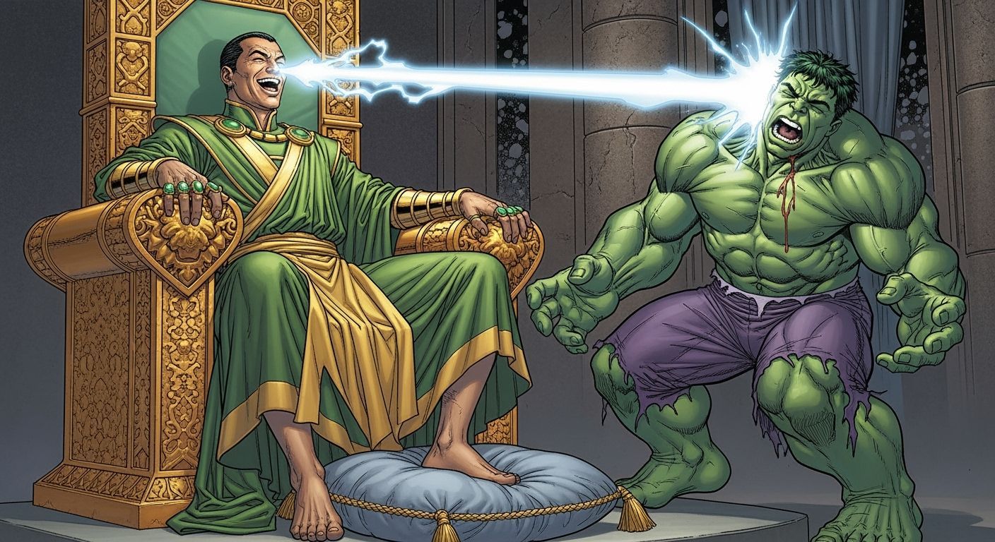 Mandarin's Attack on Hulk: Hyperrealistic Marvel Scene