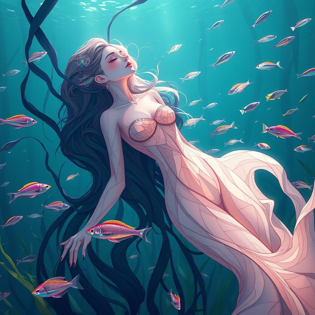 Anime-Style Elemental Goddess Glows in Cinematic Underwater ...