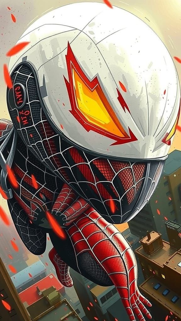 Spider-Man Swings Through City at Dusk