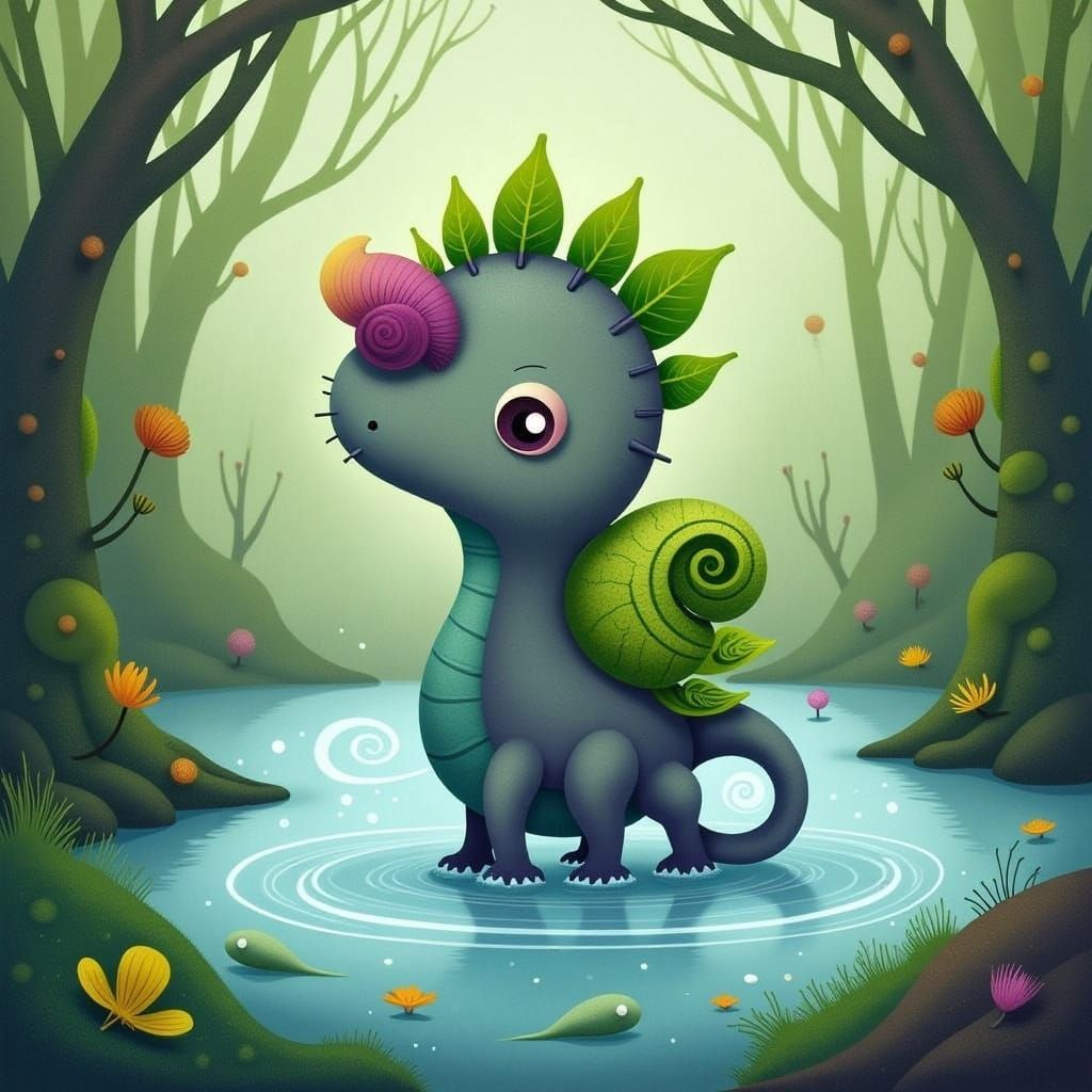 Adorable Baby Diplodocus in Lush Fern Forest