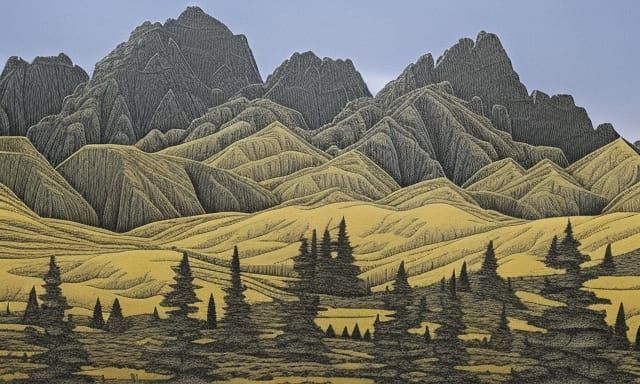 Fantastical Ruins in Mountainous Pine Forest