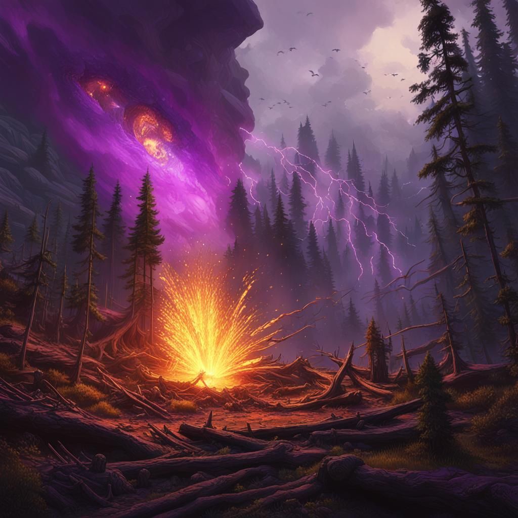Tunguska Explosion: Dark Fantasy Concept Art