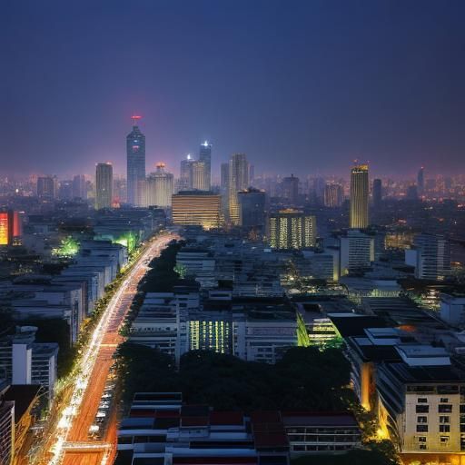 Bangkok Nightscape Generated from Simple Prompt