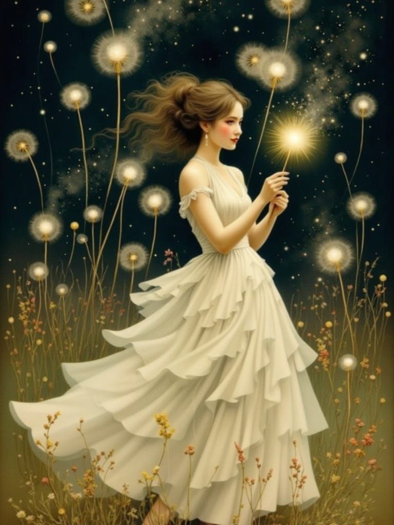 Ethereal Japanese Goddess in Whimsical Dreamscapes