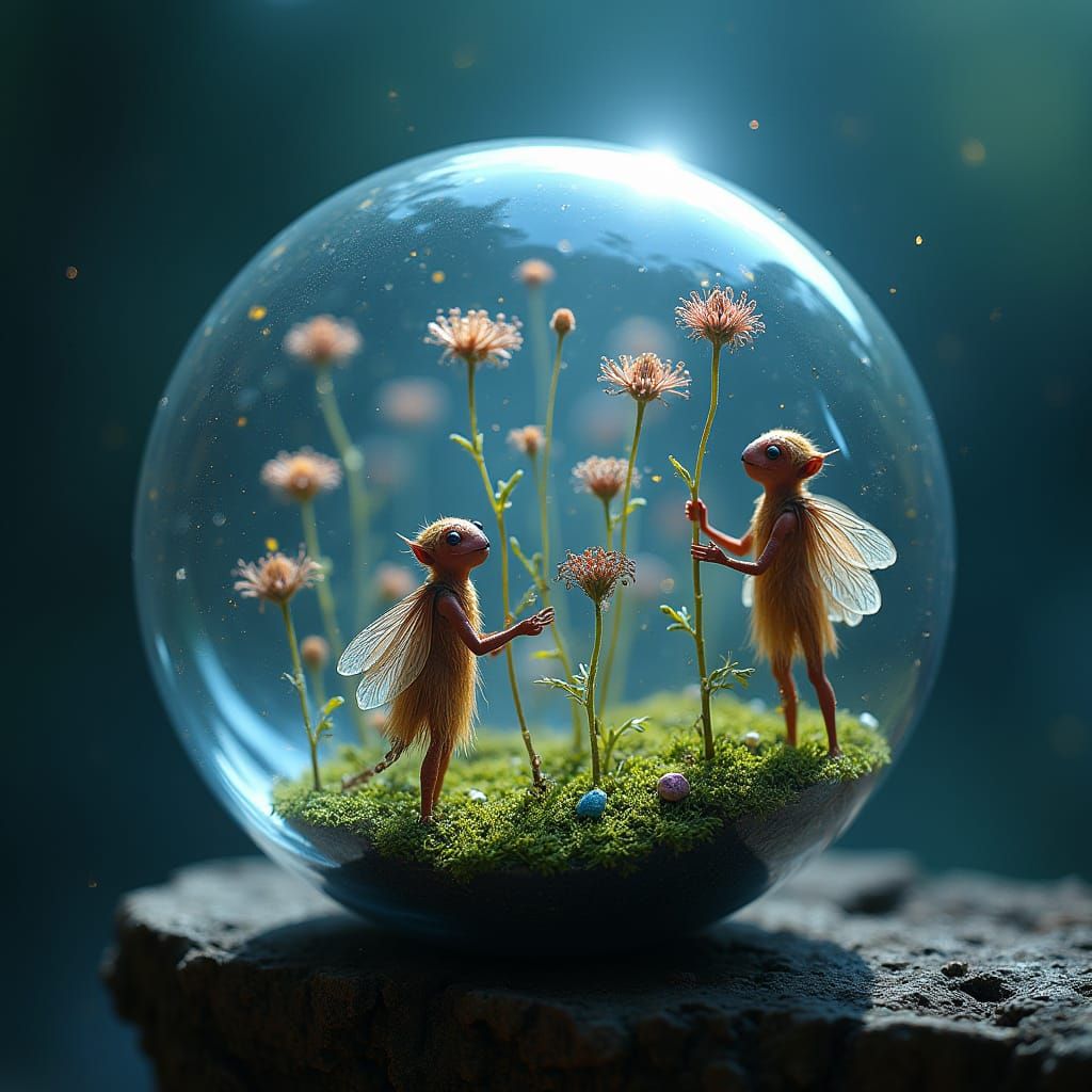 Miniature Glowing World Inside Glass Sphere