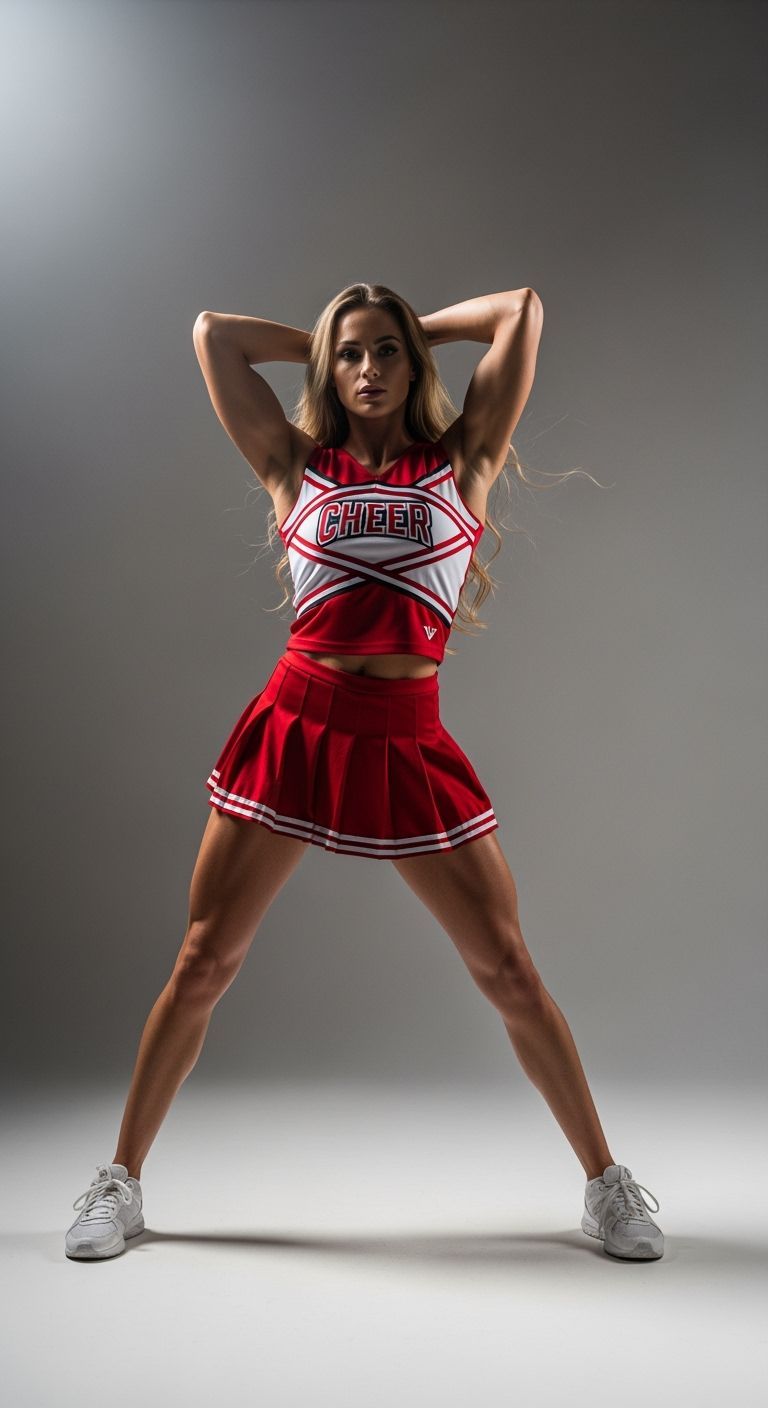Muscular Woman in Cheerleading Uniform: Studio Portrait