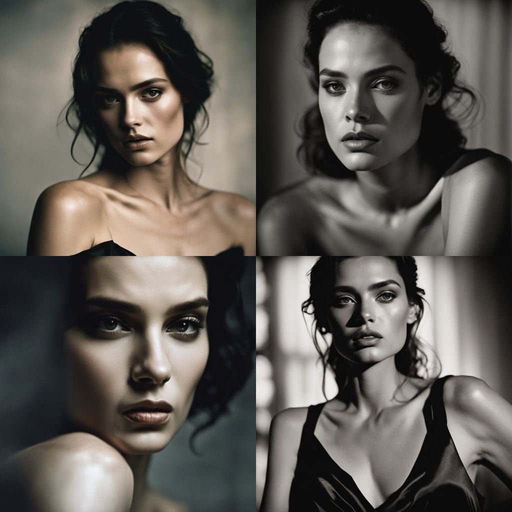 Sensual Woman with Hazel Eyes in Satin Gown