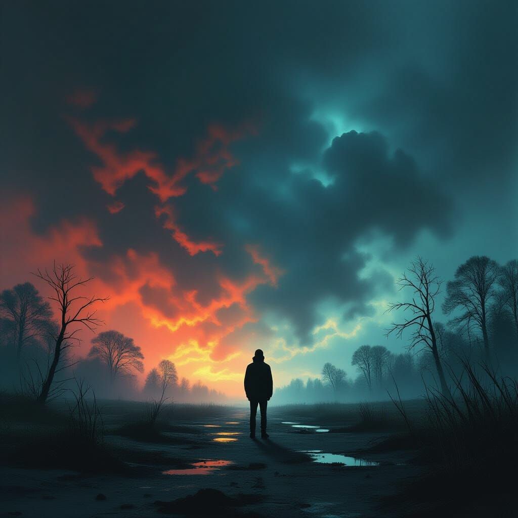 Contrasting Worlds: Light, Dark, and Lush Desolation