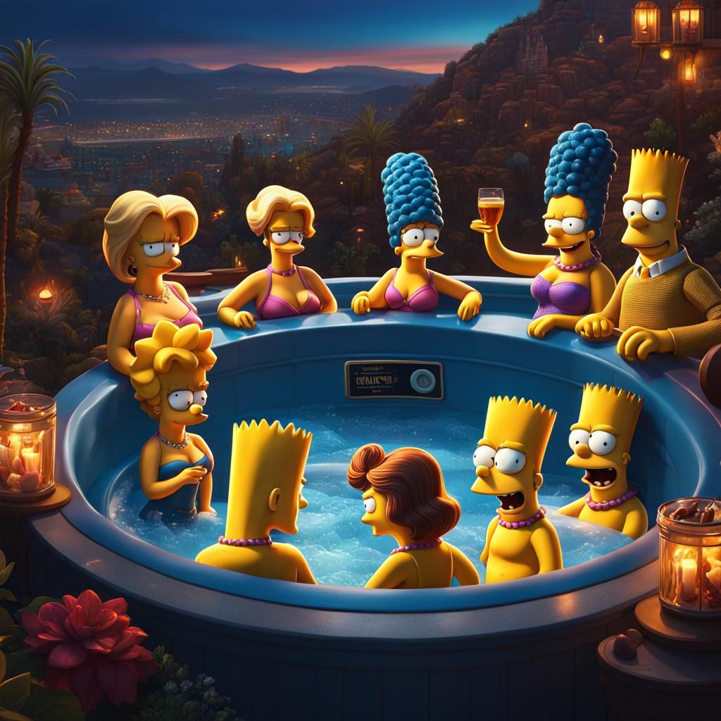 Bart Simpson at Hollywood Party: Detailed Matte Painting