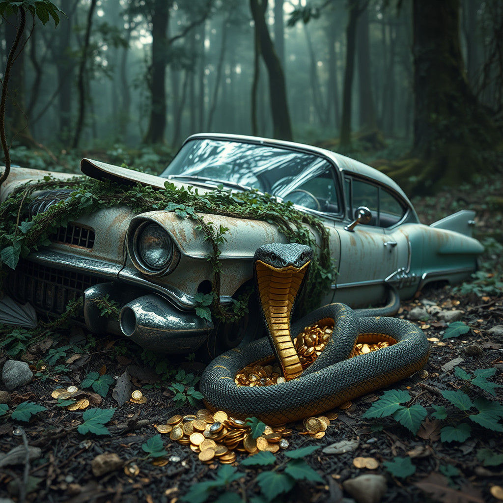 Decaying Cadillac Reveals Forest Treasure Trove