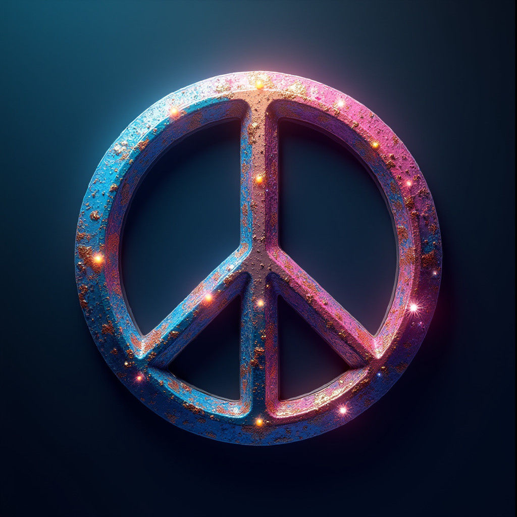 Stars and Stripes Peace Sign Badge, Fantasy Art