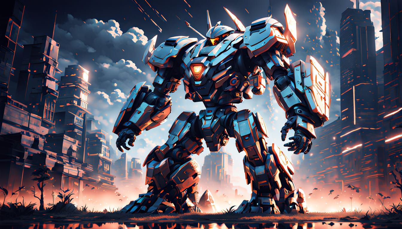 Heroic Sci-Fi Mecha Dominates Epic Cloudscape