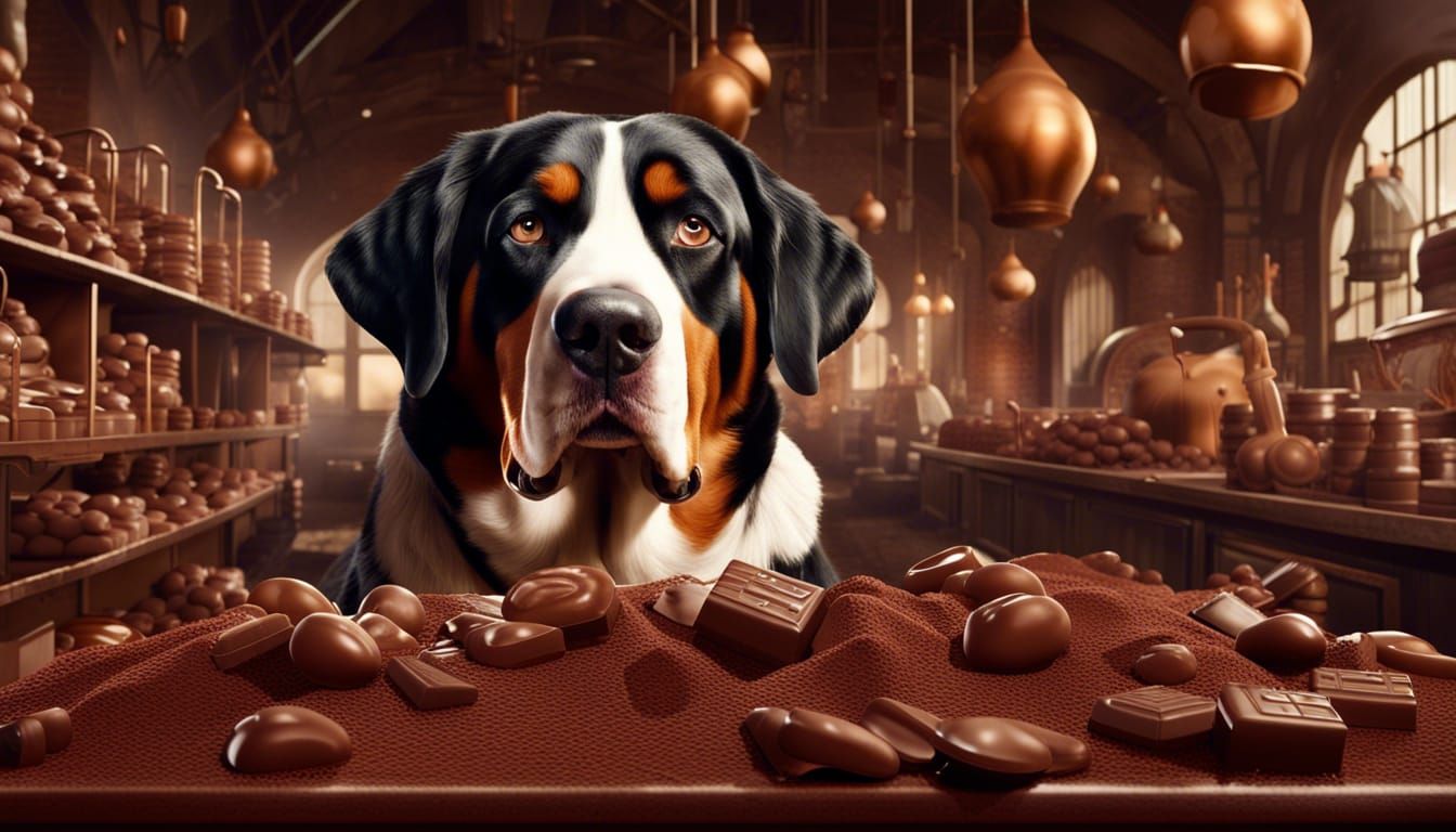 Swiss Mountain Dog as Chocolatier: Fantasy Concept Art