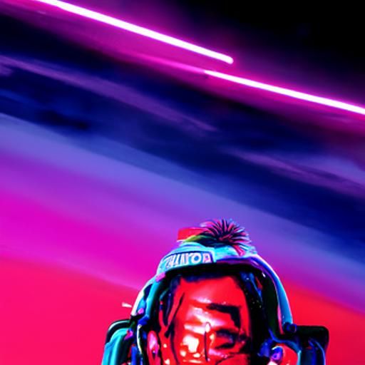 Lil Uzi Vert in Synthwave Neon Style