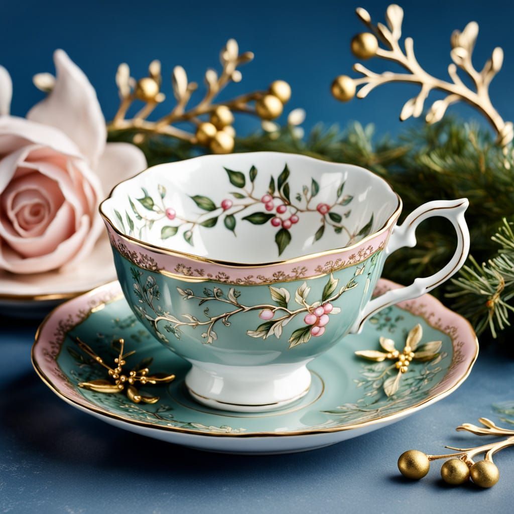 Fine China Mistletoe Tea Set in Traditional English Style