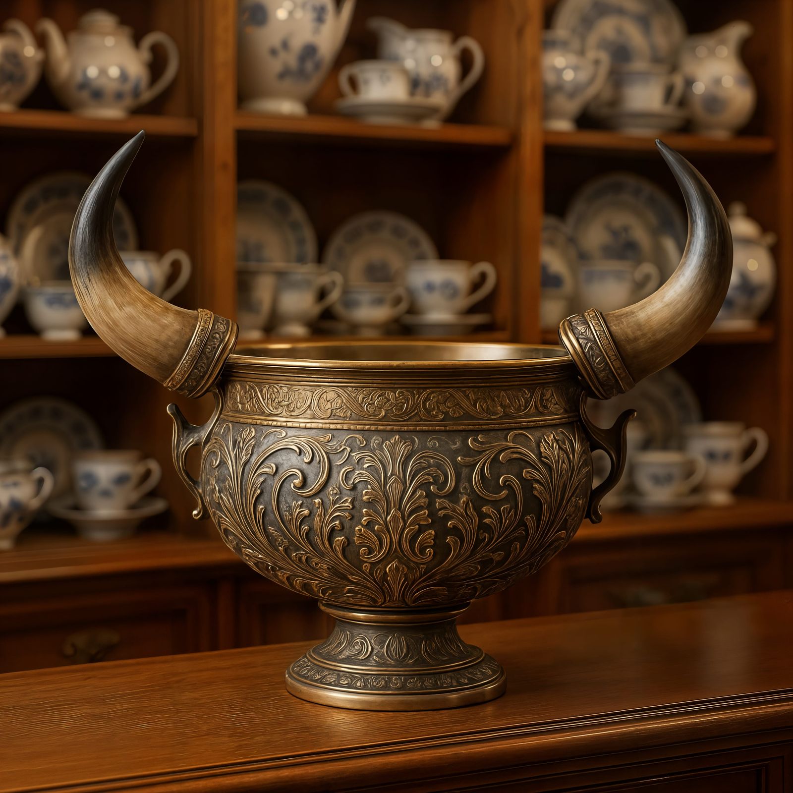 CGI Bowl with Bull Horns in China Shop