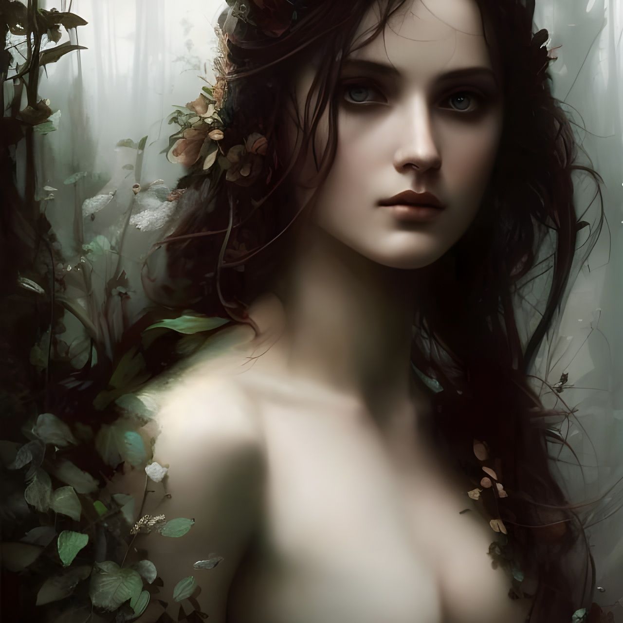 Beautiful Woman with Detailed Eyes, Pre-Raphaelite Style