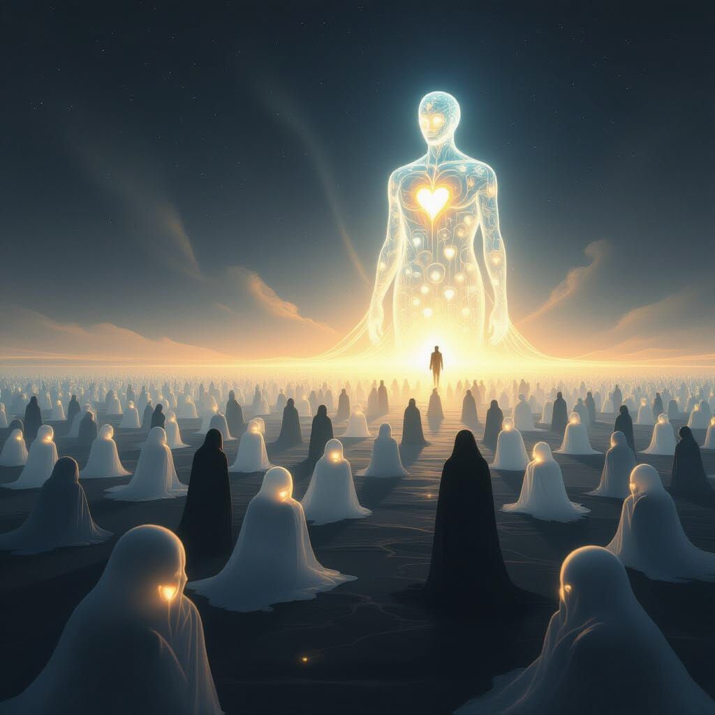 Ethereal Souls Drift in Infinite Luminescent Void