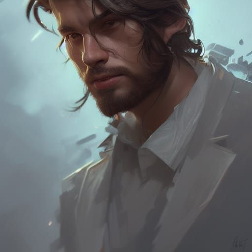 Detailed Portrait with Dynamic Lighting in Digital Art Style