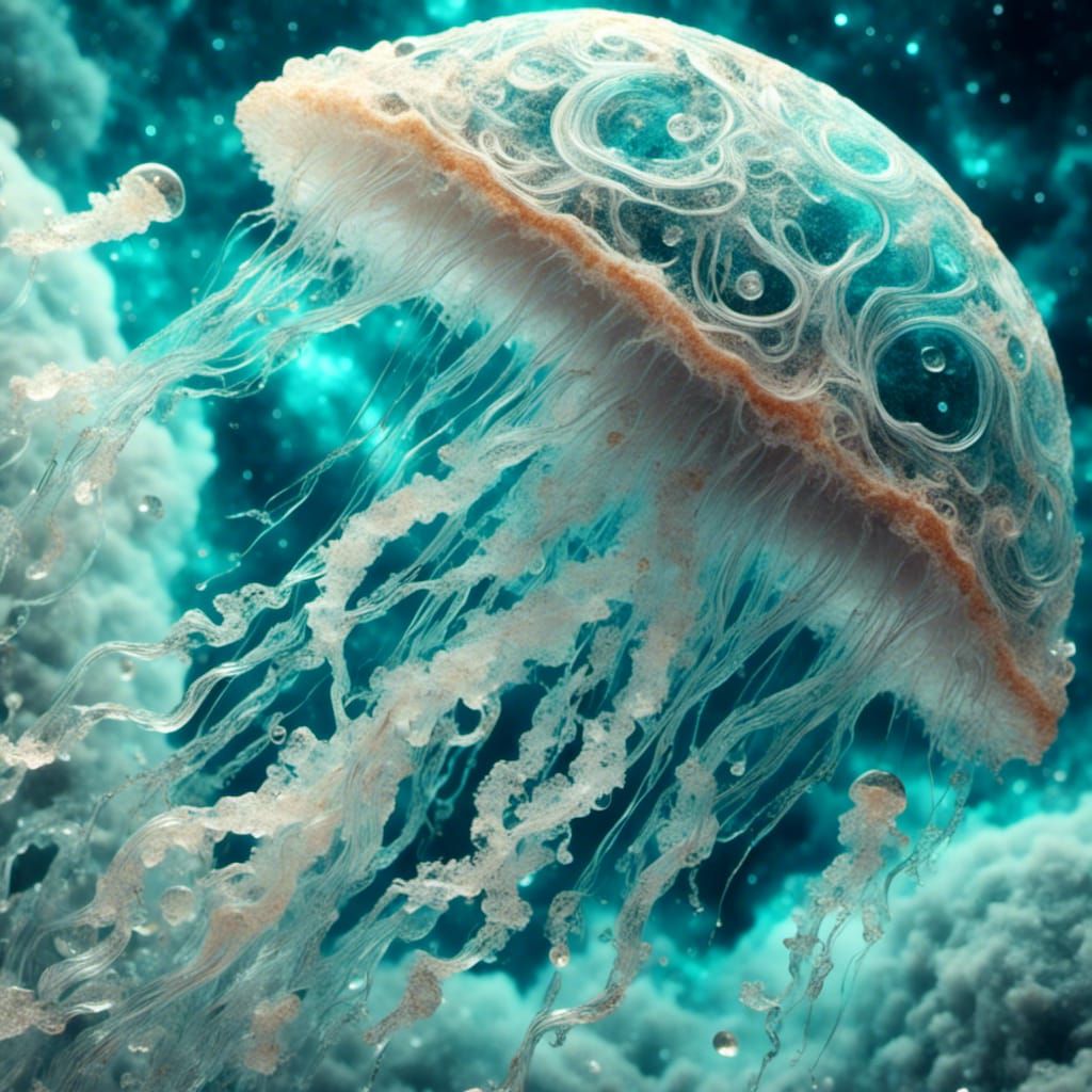 Jellyfish Floats Over the Moon's Surface