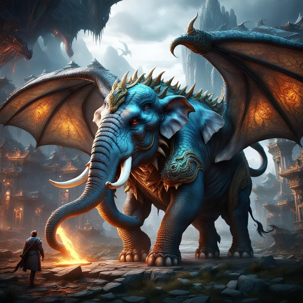 Terrifying Elephant Dragon Hybrid Concept Art