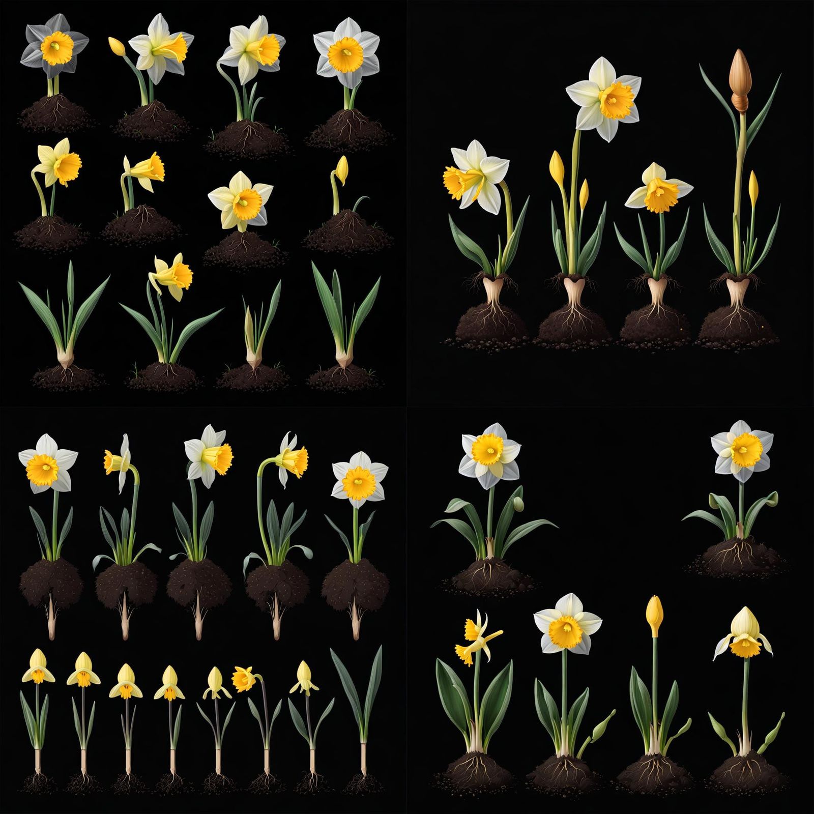 Daffodil Growth Cycle 2D Sprite Sheet