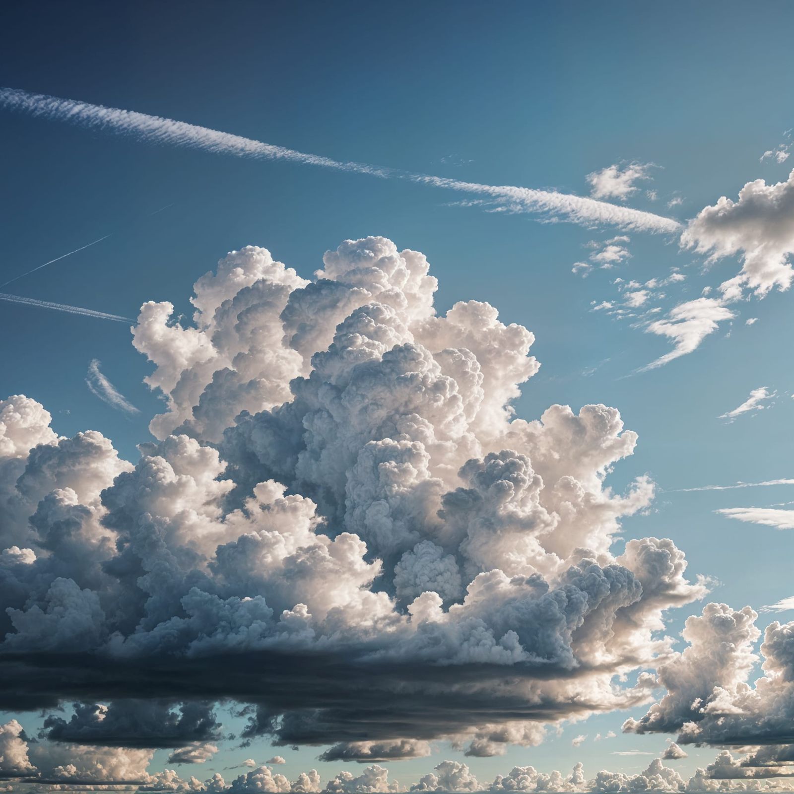 Soft White Clouds Drift Across the Blue Sky
