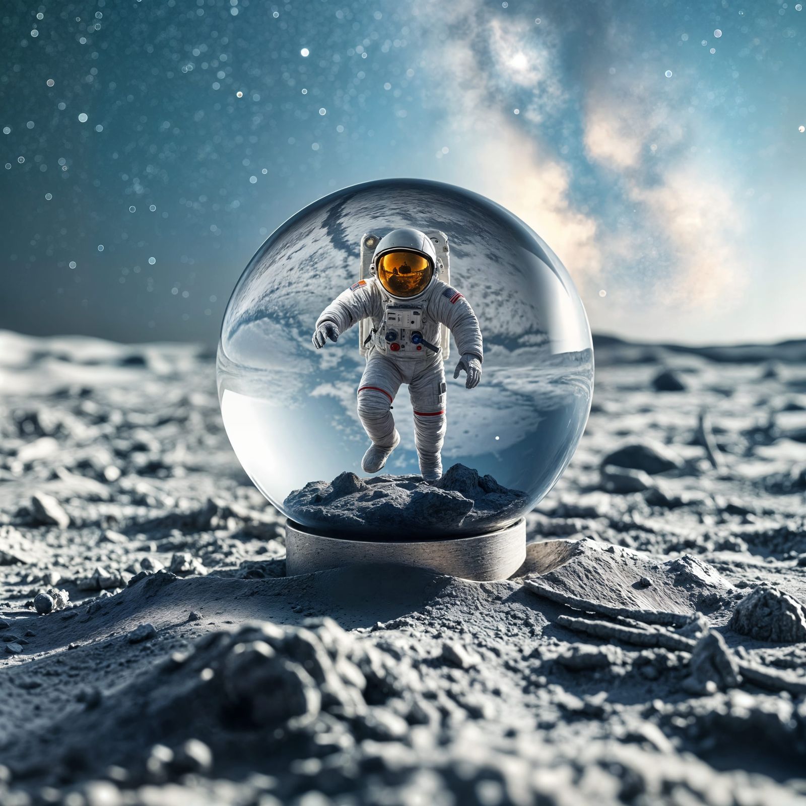 Majestic Space Explorer in a Crystal Orb