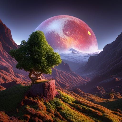 Detailed Matte Painting of a Fuji Apple