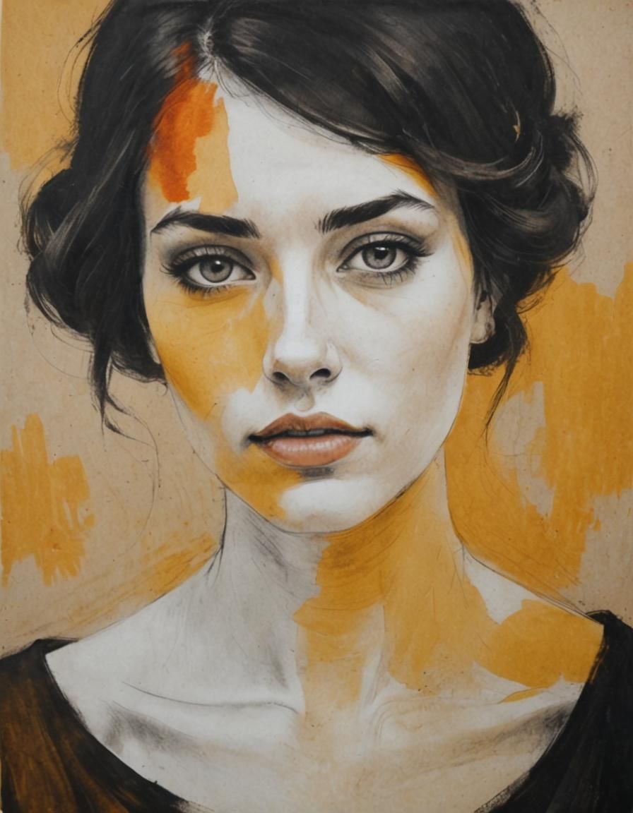 Expressive Charcoal Portrait of a Young Woman