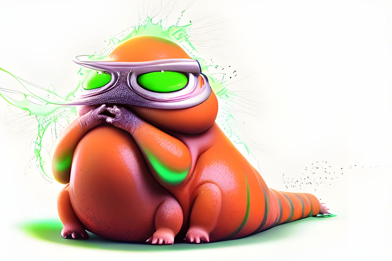 Cute Orange Slug Dripping Neon Green Slime in 3D