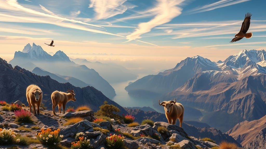 Ethereal Mountain Landscape in Golden Dawn Light