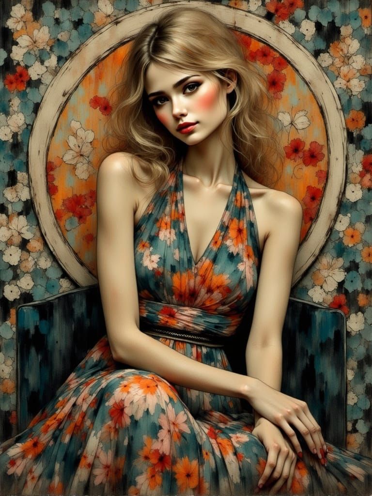 Elegant Woman in Art Nouveau Portrait