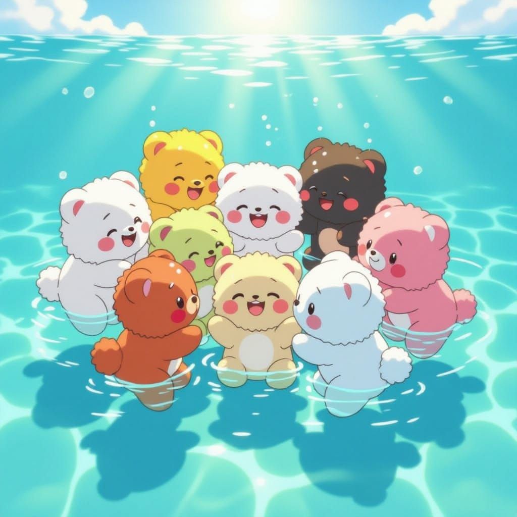 Fluffy Plush Toys Attack Playfully Over Ocean