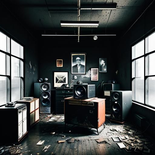 Pirate Radio Station Skeleton in Monochrome