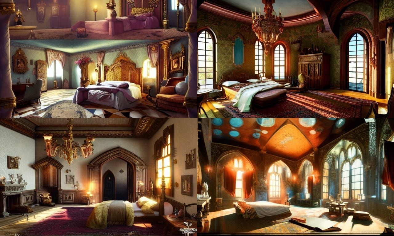 Opulent Castle Bedroom in Fantasy Style