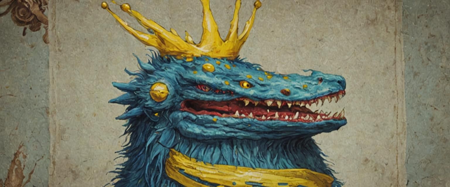 Blue Monster with Yellow Crown: AI Interpretation