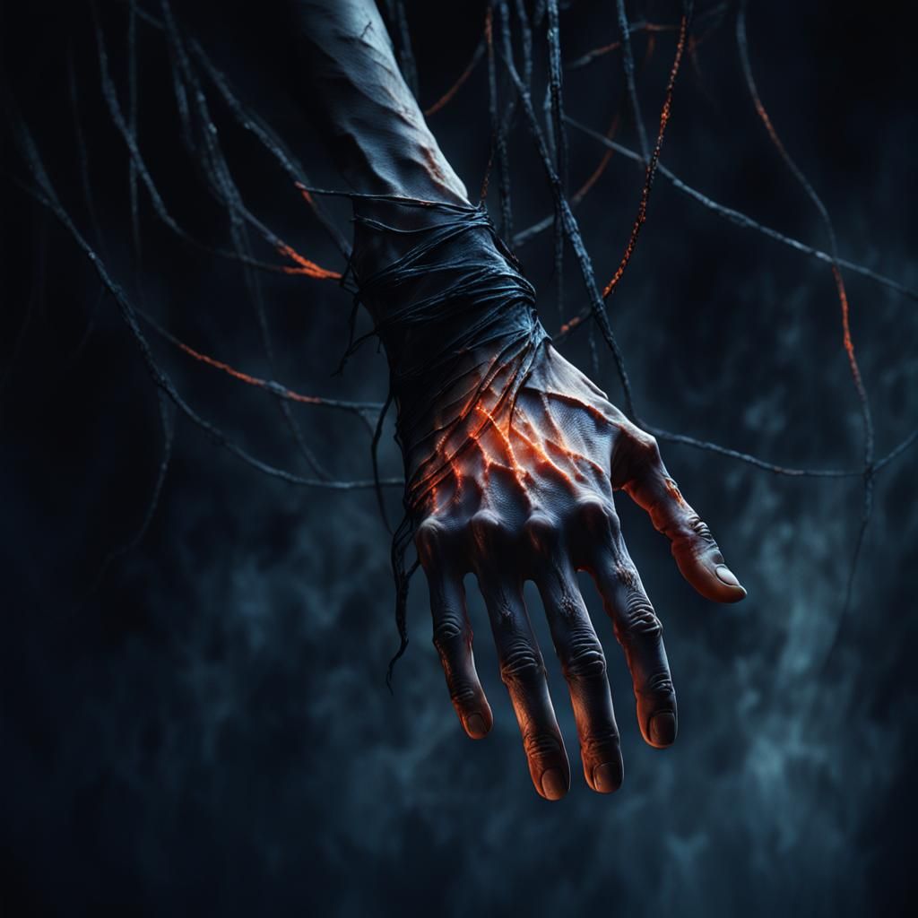 Eerie Hand with Strings: Dark Fantasy Concept Art