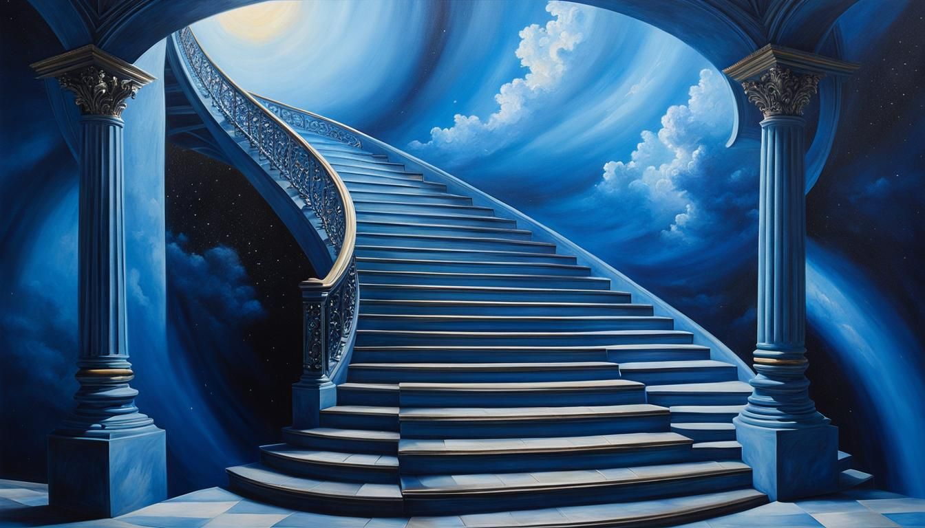 Cosmic Stairway to Universe in Hyperrealism Style