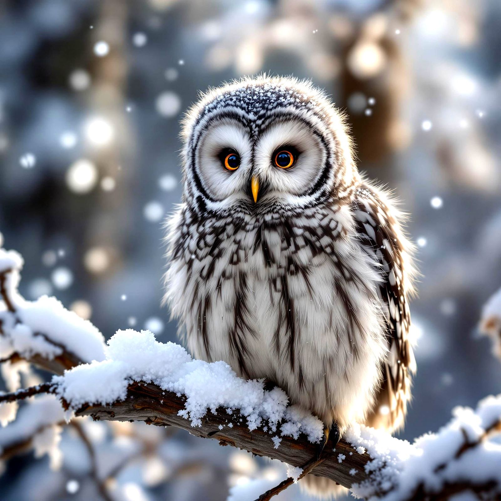 Snowy Great Grey Owl in Hyperdetailed Wildlife Scene