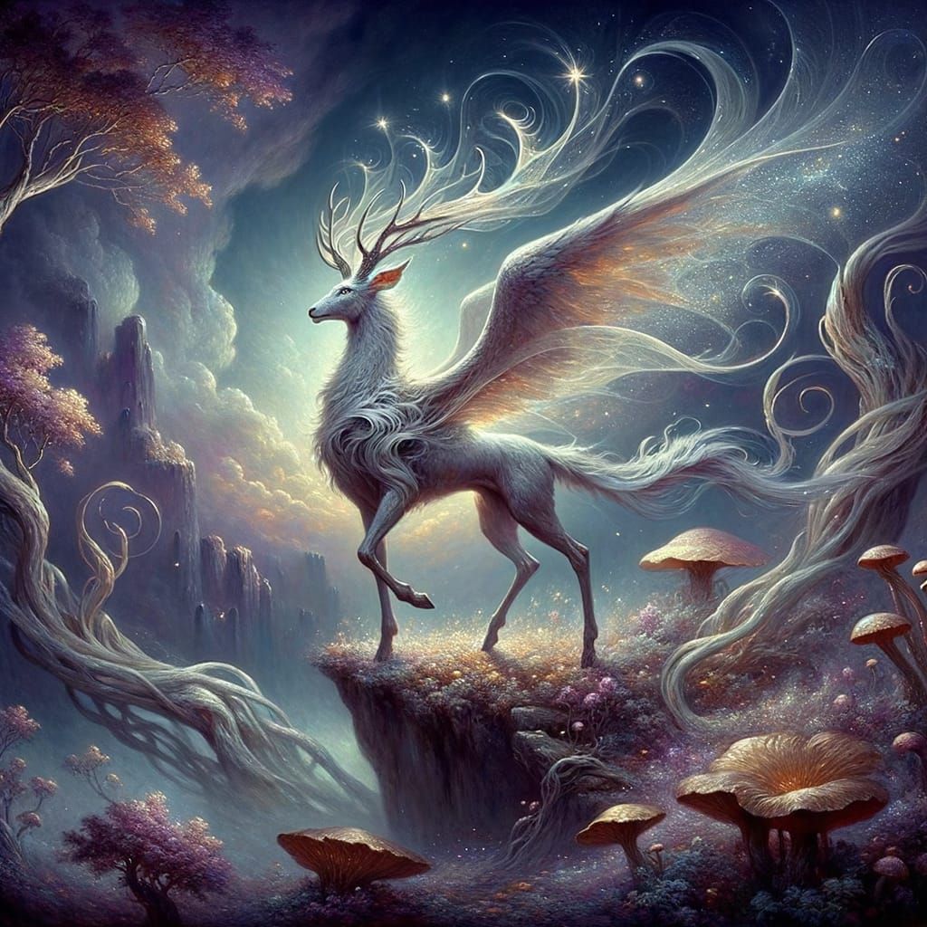 Ethereal Aetherbeast in Victorian Oil Painting Style