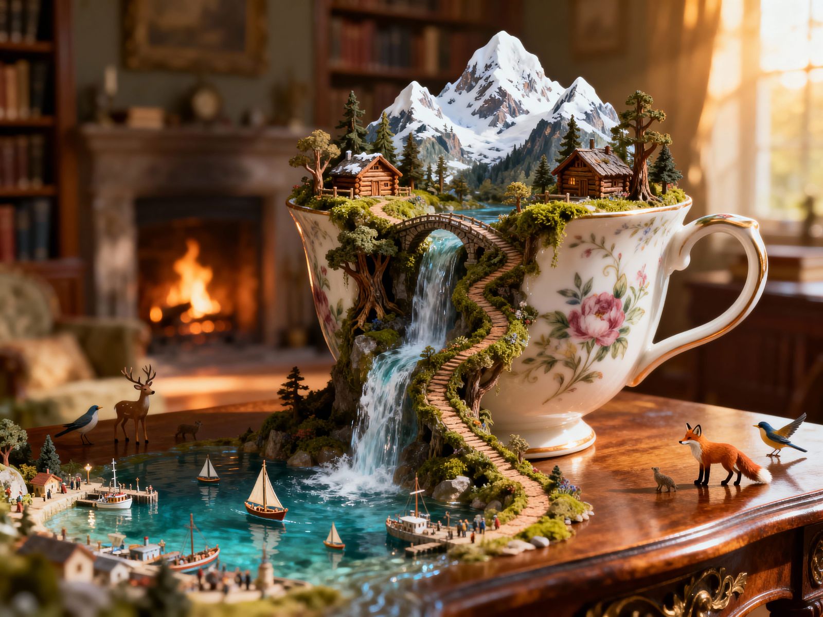 Fantasy World Overflowing from Porcelain Teacup