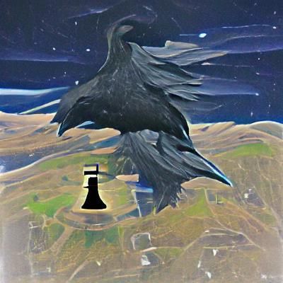 Black Rook Soaring Through Stormy Skies