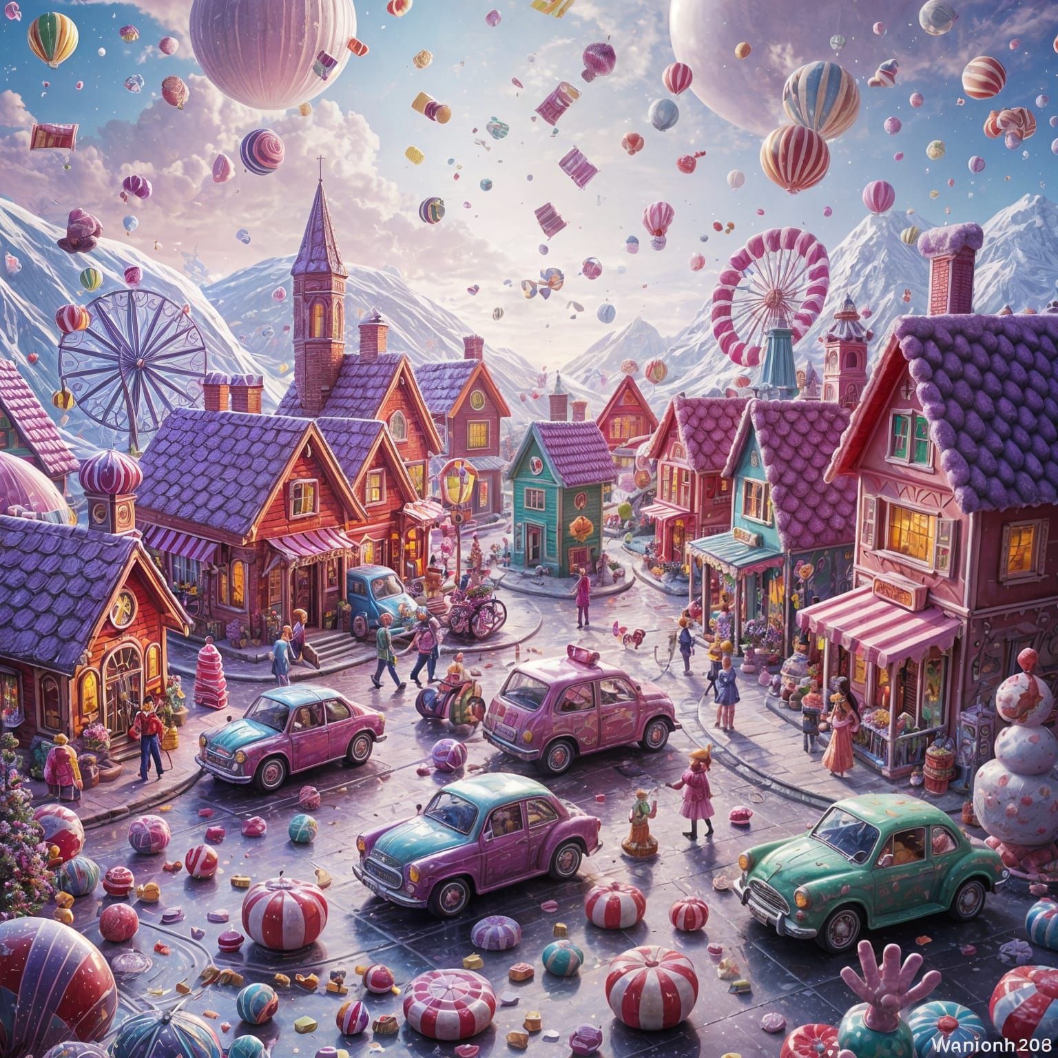 Psychedelic Candy Village in Hyperrealistic Digital Art