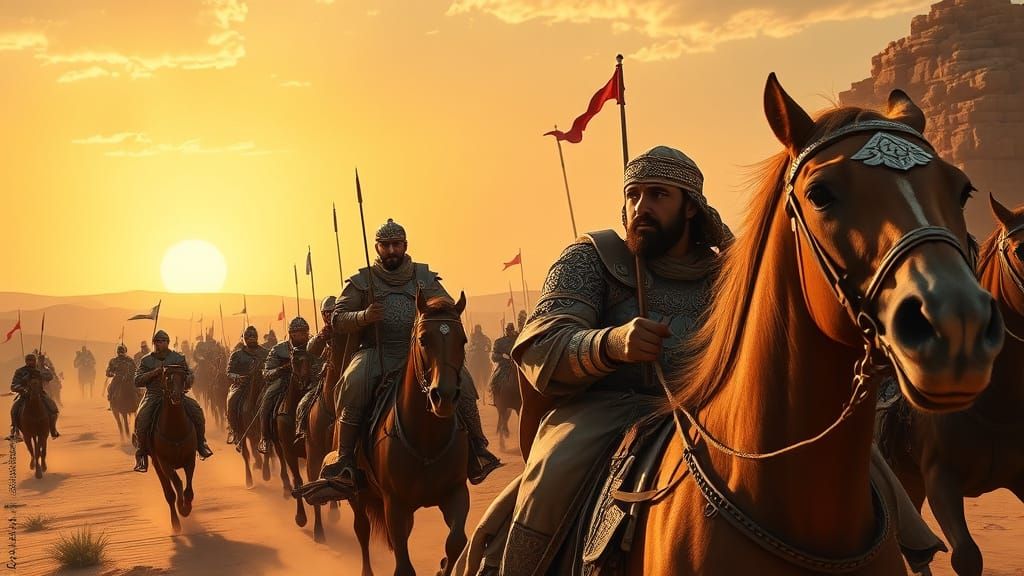 Epic Cinematic Portrait of Saladin Leading a Cavalry Charge