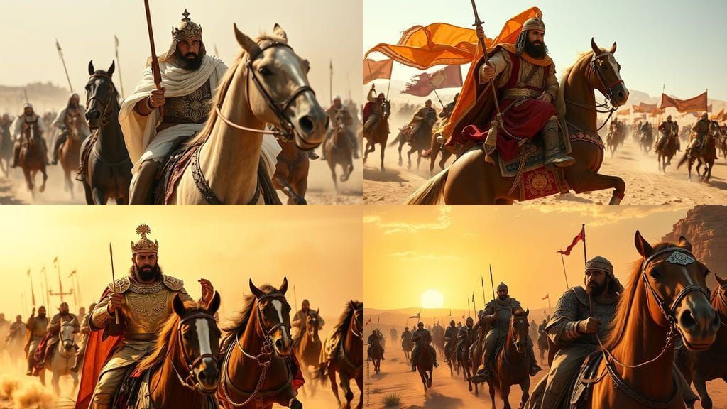 Saladin Leads a Daring Cavalry Charge in a Cinematic Portrai...