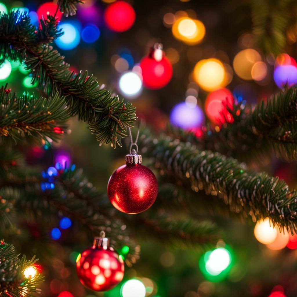 1940s Christmas Decorations with Multicolored Lights