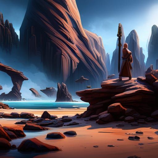 Star Wars Jedi in Detailed Matte Painting