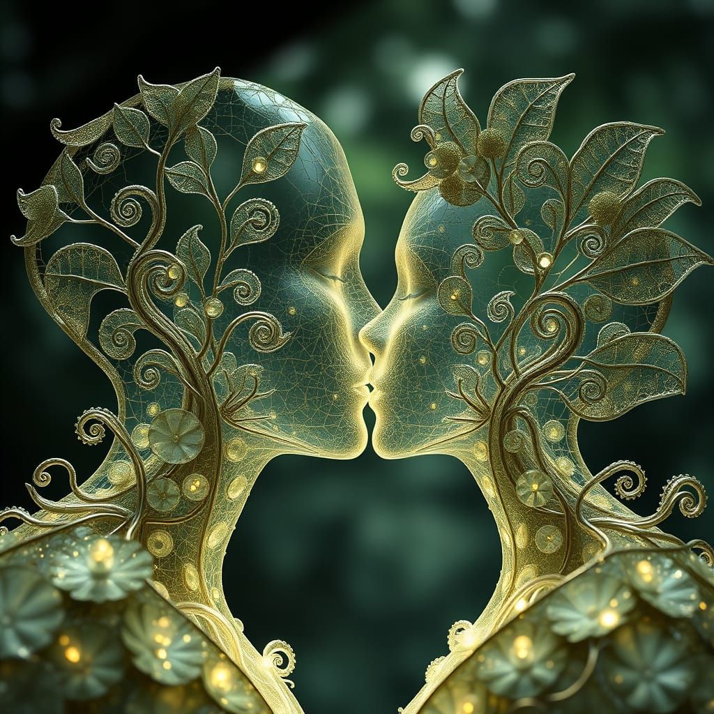 Stylized Lovers in an Organic Botanical Wonderland
