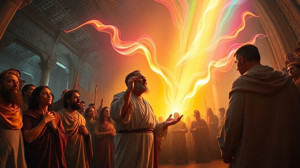 Apostle Peter Preaching in Jerusalem: Bioluminescent Hyperre...